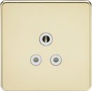 Screwless 5A Unswitched Socket - Polished Brass with White Insert