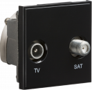 Diplexed TV /SAT TV Outlet Module 50 x 50mm - Black