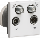 Quadplexed SAT1/SAT2/TV/FM DAB Outlet Module 50 x 50mm - White