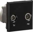 Diplexed TV /FM DAB Outlet Module 50 x 50mm - Black