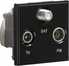 Triplexed TV /FM DAB/ SAT TV Outlet Module 50 x 50mm - Black