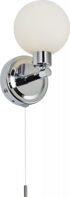 230V IP44 G9 Single Wall light with Round Frosted Glass - Chrome