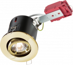 230V IP20 50W GU10 IC Fire-Rated Tilt Downlight Brass