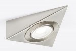 230V LED Triangular Under Cabinet Light - Brushed Chrome 4000K