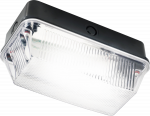 230V IP65 60W B22 Bulkhead with Clear Prismatic Diffuser and Black Plastic Base