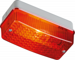 230V IP65 100W max E27 Bulkhead with Red Prismatic  Diffuser and Aluminium Base