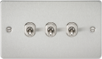 Flat Plate 10AX 3G 2-way toggle switch - brushed chrome