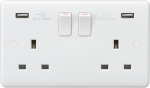 Curved Edge 13A 2G Switched Socket with Dual USB Charger (5V DC 3.1A shared)