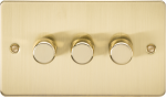 Flat Plate 3G 2 way 10-200W (5-150W LED) trailing edge dimmer - Brushed Brass