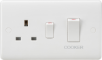 Curved Edge 45A DP Cooker Switch and 13A Socket (White Rocker)