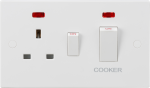 45A DP Cooker Switch and 13A Socket with Neons (White Rocker)