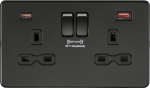 13A 2G DP Switched Socket with dual USB [FASTCHARGE] A+C - Matt Black