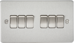 Flat Plate 10AX 6G 2-way switch - brushed chrome