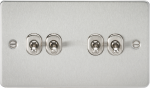 Flat Plate 10AX 4G 2-way toggle switch - brushed chrome