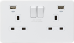 13A 2G Switched Socket, Dual USB (2.4A) with LED Charge Indicators - Matt White