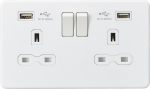 13A 2G switched socket with dual USB charger A + A (2.4A) - Matt white