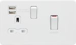 45A DP Switch and 13A switched socket with dual USB charger - matt white