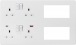 Screwless Combination Plate with Dual USB FASTCHARGE A+C - Matt White