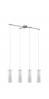 Pendant Light Steel Chrome / Glass, Glass Opal-matt Clear, White - PINTO