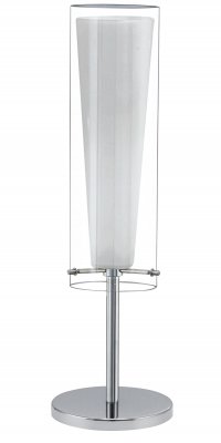 Table Light Steel Chrome / Glass, Glass Opal-matt Clear, White - PINTO