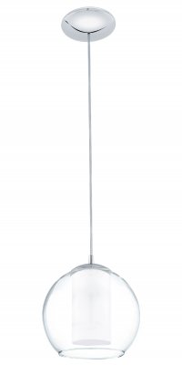 Pendant Light Steel Chrome / Satin Glass, Glass White, Clear - BOLSANO