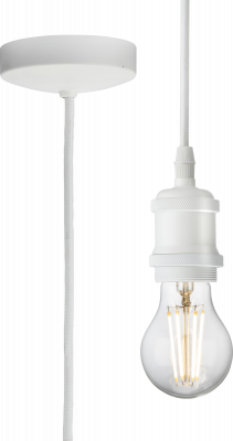 1.8m E27 Vintage Pendant Set - Matt White