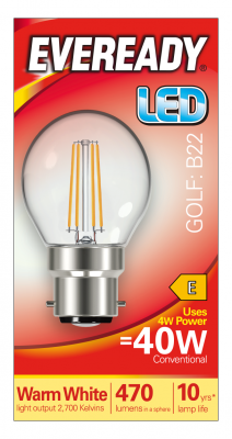 Eveready LED Golf E14 (SES) 470lm 4.9W 6,500K (Daylight), Box Of 2