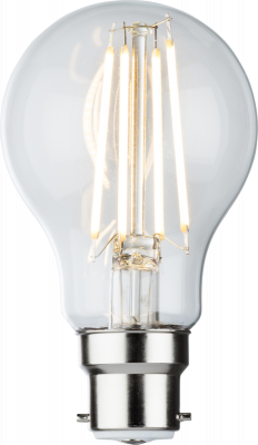 230V 8W LED BC B22 Clear GLS Filament Lamp 2700K Dimmable