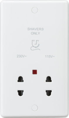 Curved Edge Dual Voltage Shaver Socket with Neon