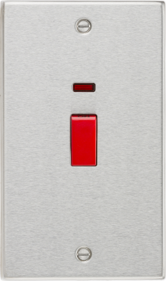 45A DP Switch with Neon (double size) - Square Edge Brushed Chrome