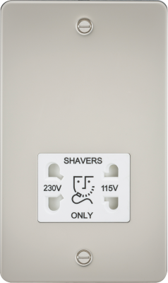 Flat Plate 115/230V dual voltage shaver socket - pearl with white insert