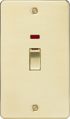 45A 2G DP Switch with neon - brushed brass