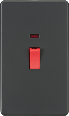 Screwless 45A 2G DP Switch with Neon - Anthracite