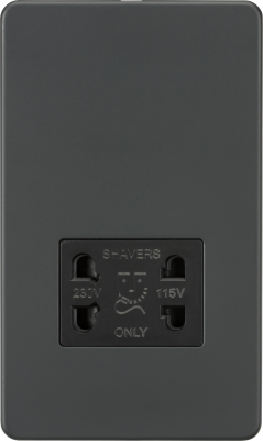 Screwless 115V/230V Dual Voltage Shaver Socket - Anthracite