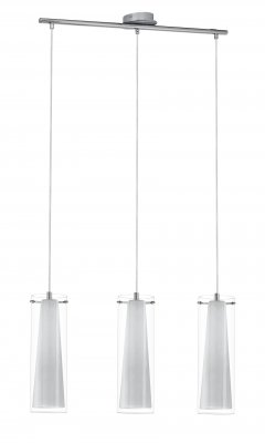 Pendant Light Steel Chrome / Glass, Glass Opal-matt Clear, White - PINTO