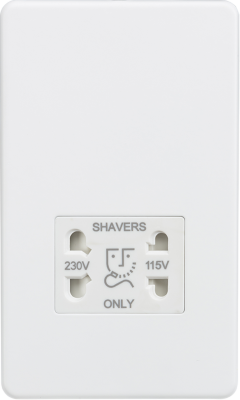 Screwless 115/230V Dual Voltage Shaver Socket - Matt White