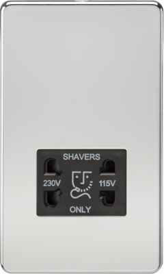 Screwless 115V/230V Dual Voltage Shaver Socket - Polished Chrome