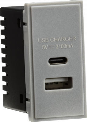 Dual USB Charger (3.1A) Module 25 x 50mm - Grey