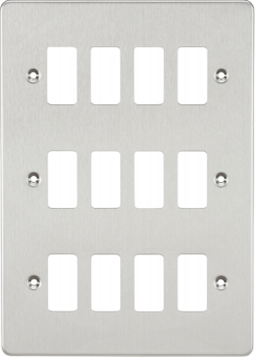 Flat plate 12G grid faceplate - brushed chrome