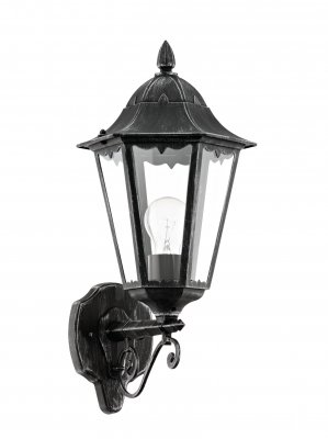 Wall Light Cast Aluminium Black, Silver-patina / Glass Clear - NAVEDO