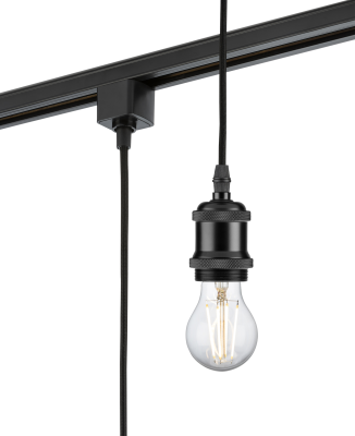 230V 1.8M E27 Vintage Track Pendant - Black