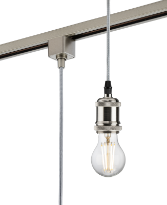 230V 1.8M E27 Vintage Track Pendant - Brushed Chrome