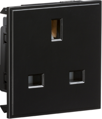 13A 1G unswitched socket module 50 x 50mm - black