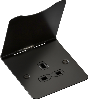 13A 1G unswitched floor socket - matt black