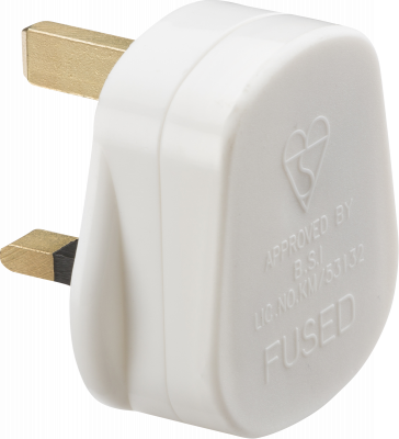 13A Plug Top with 3A fuse - White (Screw Cord Grip)