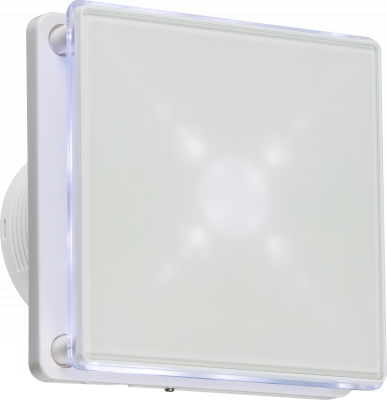 100mm/4 inch LED Backlit Extractor Fan with Overrun Timer - White