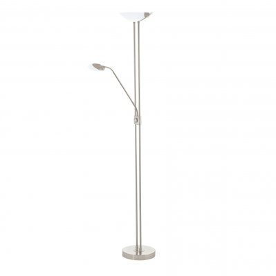 Floor Light Steel Satin Nickel / Glass, Plastic White, Satined - BAYA LED