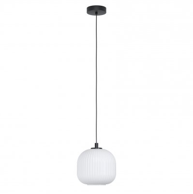 Pendant Light Steel Black / Glass White - MANTUNALLE