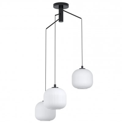 Pendant Light Steel Black / Glass White - MANTUNALLE