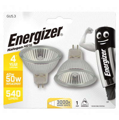 Energizer Halogen MR16 540lm 40W 2,700K (Warm White) Dimmable, Blister Of 2 (S4857)